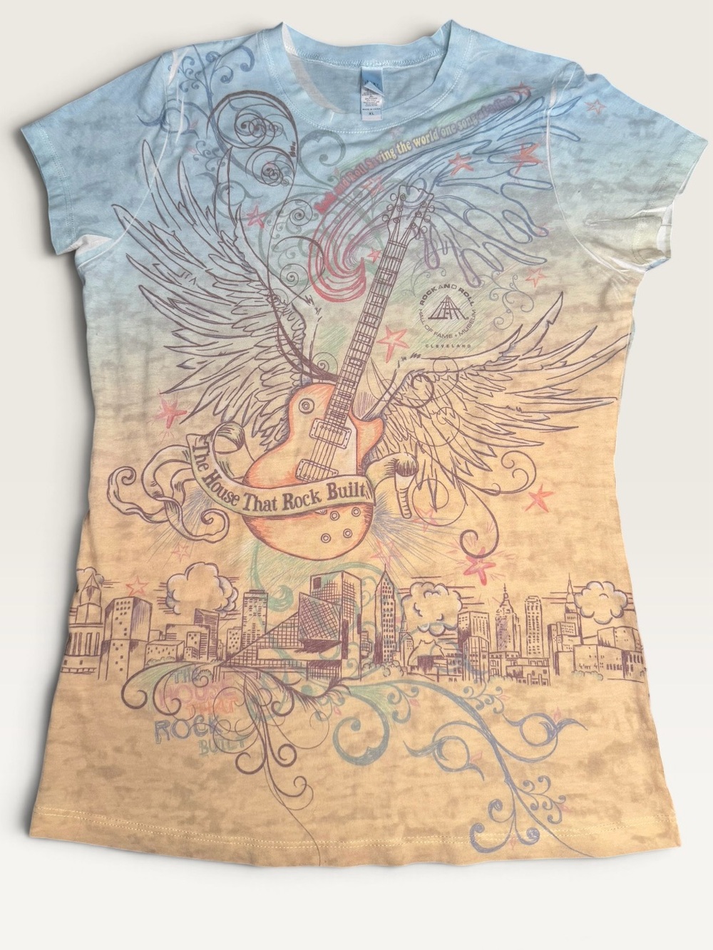Rock & Roll Hall of Fame Cleveland Women's Fitted Graphic Tee XL Like New